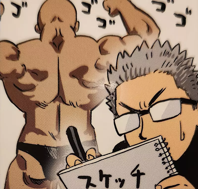 Japanese manga artist Yusuke Murata thanks his high school son for practicing bodybuilding! There are living reference materials nearby, which are extremely convenient